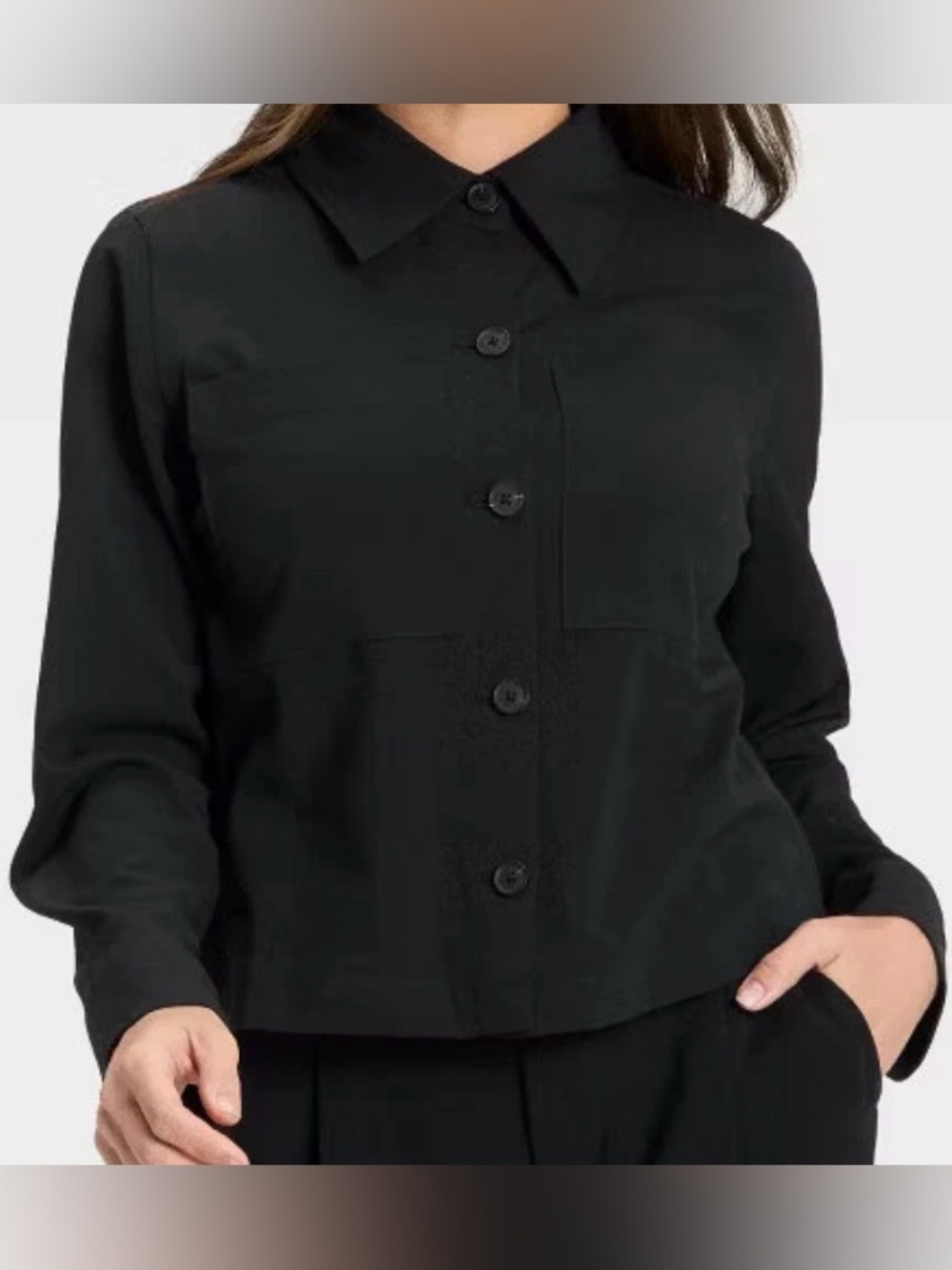 a new day Black Button-Front Long Sleeve Women's xl